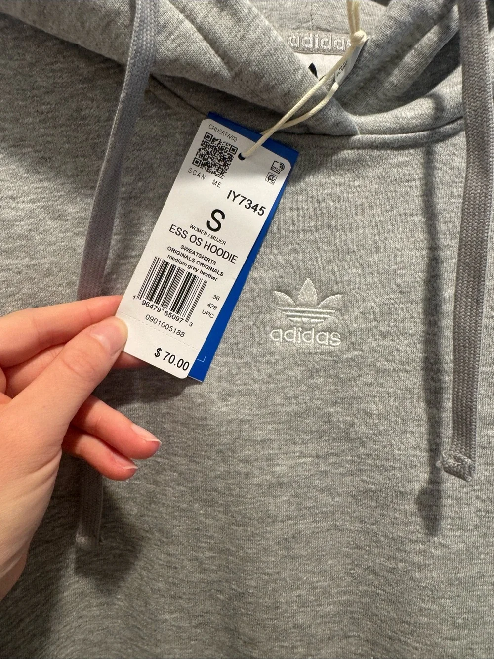 Adidas Women’s Grey Oversized Pullover Hoodie